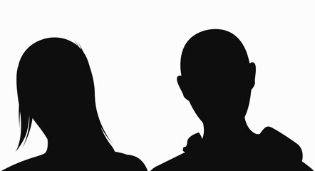 Man and woman couple silhouette avatar icon. Social media staff sign. Flat vector illustration isolated on white background.
