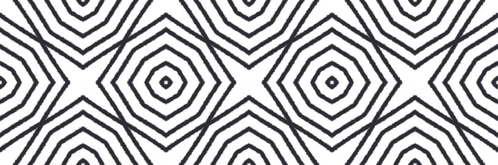 Medallion seamless border. Black symmetrical