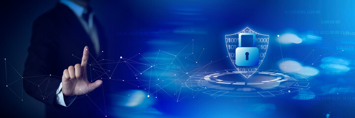 Cybersecurity and data privacy protection concept. And Internet network security technology. digital earth and protection icon