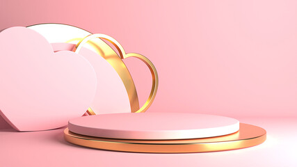 Minimal heart shapes background mock up podium