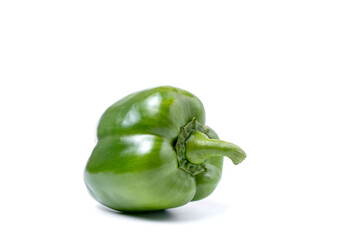 Green Bell pepper isolated on white. With clipping path. Peppers. Paprika.
