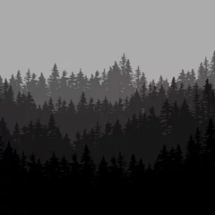 Printed kitchen splashbacks Forest in fog Black night forest. Dark background. Vector illustration. Stock image. 