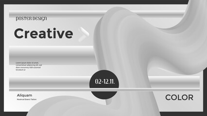 White and Gray color Abstract background. Vector geometric composition. Duotone illustration with geometric 3d shapes.