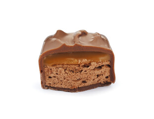 One tasty chocolate bar isolated on white