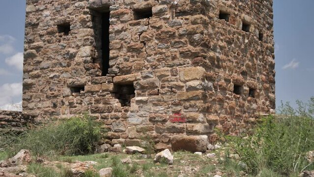 Close view of Loophole gun placements in defensive stone blockhouse