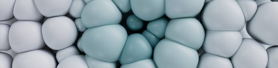 Teal and Grey 3D Balloons form a Multicolored abstract background. 3D Render.  