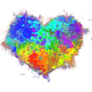 Watercolor Heart graffiti, Heart drawing with watercolor, Colorful Heart drawing, love, heart, valentine, transparent, PNG