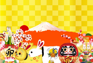 卯　年賀状　和柄　背景	