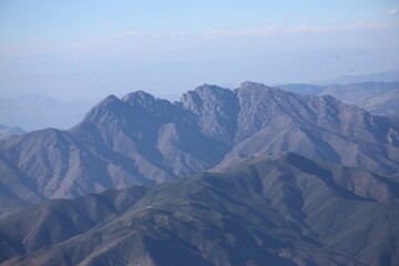 mountains in the fog