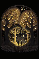 woman forest heart dark Illustration generated with Artificial Intelligence