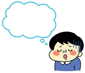 ふきだし　残念な表情のコミカルな男性キャラクターイラスト素材