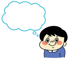 ふきだし　笑顔のコミカルな男性キャラクターイラスト素材