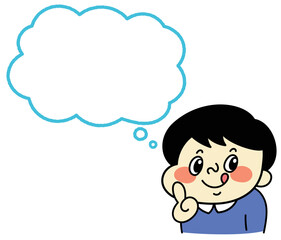 ふきだし　指さしポーズのコミカルな男性キャラクターイラスト素材