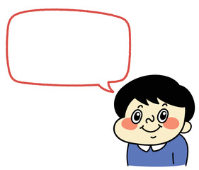 ふきだし　笑顔のコミカルな男性キャラクターイラスト素材