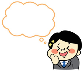 ふきだし　イイネポーズをしてるコミカルな男性キャラクターイラスト素材　ビジネス