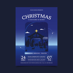Flat Design Christmas Church vertical poster template