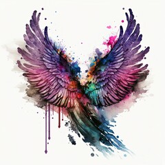 Beautiful magic watercolor wings