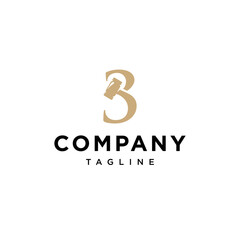 3 Number  Auction Vector logo icon vector Template