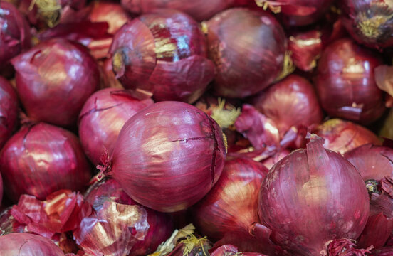 fresh red onion as food background