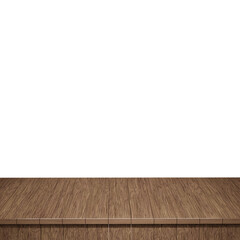 Wooden table foreground, wood table top front view 3d render isolated