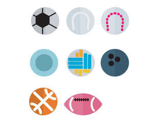 set of sport balls flat icons