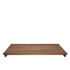 wood table top front view 3d render isolated