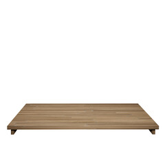wood table top front view 3d render isolated