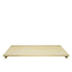 wood table top front view 3d render isolated