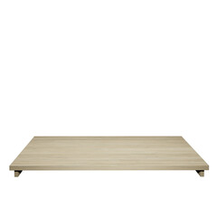 wood table top front view 3d render isolated