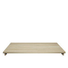 wood table top front view 3d render isolated