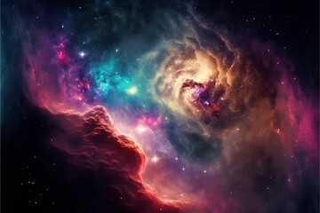 Plakat Colorful night sky space. nebula and galaxies in space. astronomy concept background.