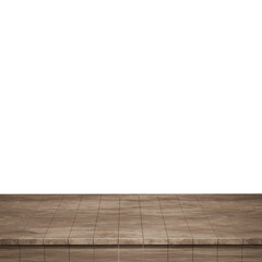 Fototapeta premium Wooden table foreground, wood table top front view 3d render isolated