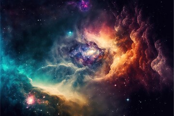 Colorful night sky space. nebula and galaxies in space. astronomy concept background.