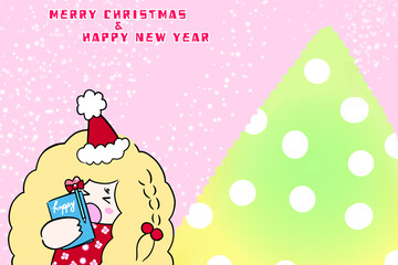 Merry Christmas and Happy New Year illustration pastel color