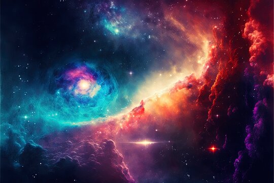Colorful night sky space. nebula and galaxies in space. astronomy concept background. © vuang