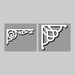Craftsman Bracket cornice pieces for decorating or shelves. Decoration vector design for cutting on CNC or laser cut on wood corner design sample. wood corner home decoration  © Shabana