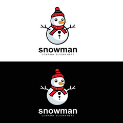 Snowman Logo, Snowman Winter Vector, And Christmas Winter, And New Year