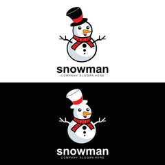 Snowman Logo, Snowman Winter Vector, And Christmas Winter, And New Year