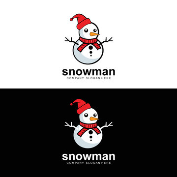 Snowman Logo, Snowman Winter Vector, And Christmas Winter, And New Year