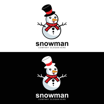Snowman Logo, Snowman Winter Vector, And Christmas Winter, And New Year