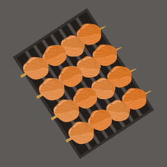 Kushiaki small pieces of beef kebab skewers popular delicious street food