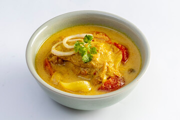 yellow curry chicken isolated on white background