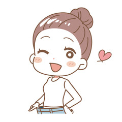 Illustration of a woman with a clean stomach.