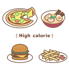 Illustration of high calorie diet.