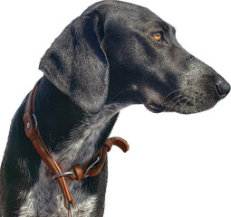Hunting dog Portrait close-up, looking to the right side