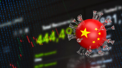 virus and china flag for medical or sci concept 3d rendering