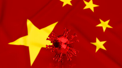 virus and china flag for medical or sci concept 3d rendering