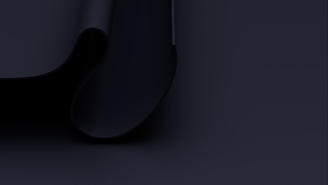 Black Curvy Wallpaper. Modern 3D Abstract Background with Copy-Space.