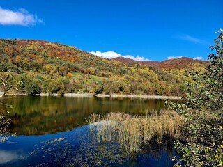 Fototapeta na wymiar Mountain River in Autumn 