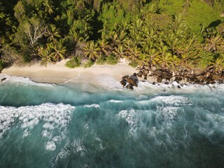 The beautiful beaches of the Seychelles alone with the wild nature